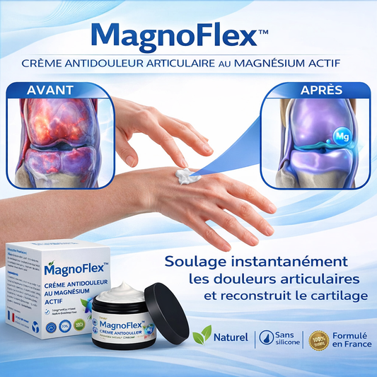 MagnoFlex™ Crème Antidouleur Articulaire au Magnésium Actif | Éliminez vos douleurs et retrouvez une mobilité totale en 5 minutes chrono !