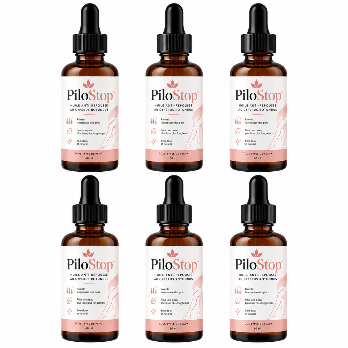 PiloStop™ Huile Anti-Repousse au Cyperus Rotundus | Ralentissez la repousse à la racine et gardez une peau lisse sans rasoir !