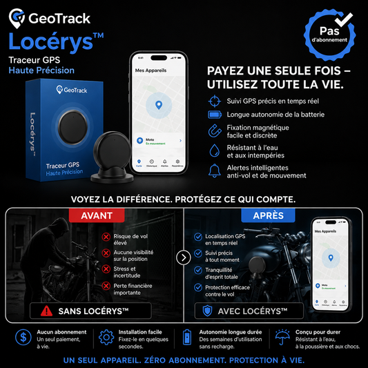 Locérys™ Traceur GPS Haute Précision | Localisez en temps réel et protégez ce qui compte sans abonnement !