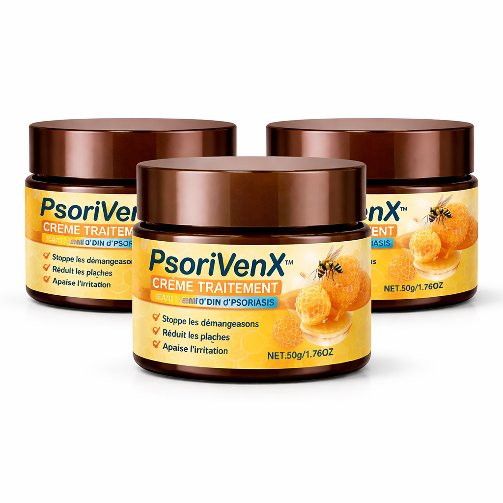 PsoriVenX™ Crème Traitement Psoriasis au Venin d’Abeille | Stoppez plaques et démangeaisons en 3 minutes !
