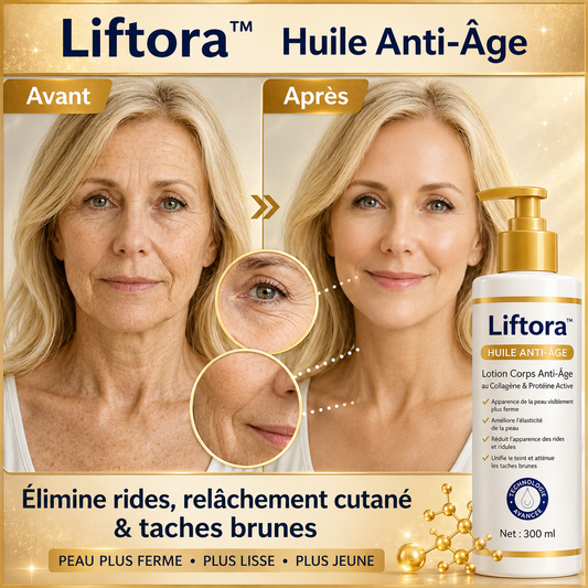 Liftora™ Huile Anti-Âge | Lifte votre peau et élimine le relâchement jusqu’à 98 % en seulement 24 heures !