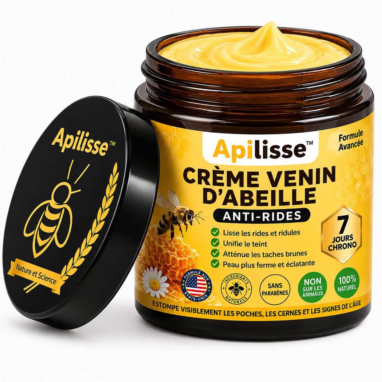 Apilisse™ Crème Venin d’Abeille Anti-Rides | Lifte votre peau et efface les taches en 7 jours chrono!