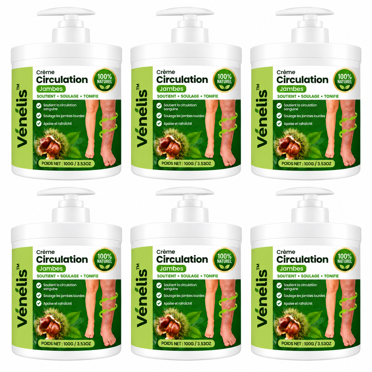 Vénélis™ Crème Circulation Jambes | Dégonflez jambes lourdes, varices et chevilles en 48h !