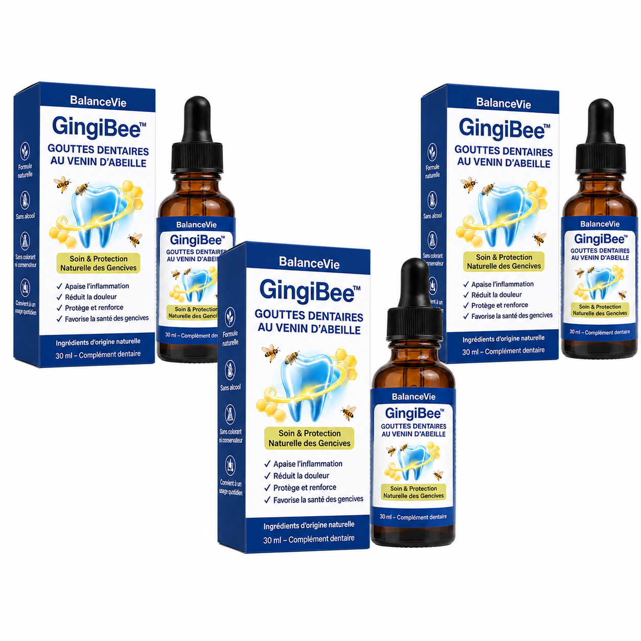 GingiBee™ Gouttes Dentaires au Venin d’Abeille | Renforcez vos gencives et protégez vos dents en 5 jours !