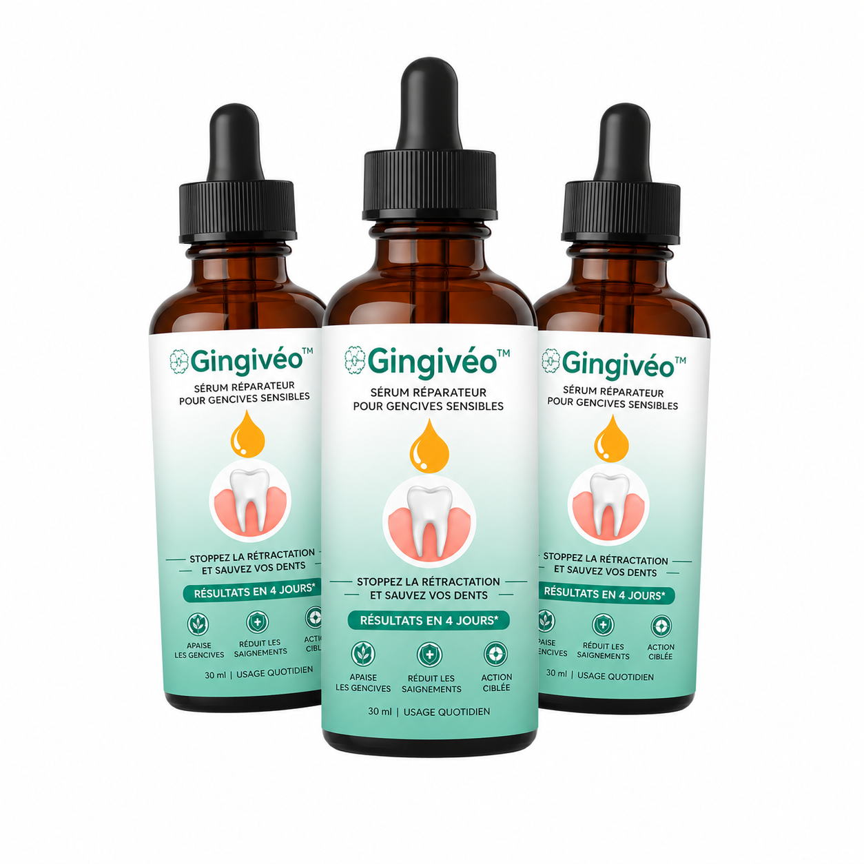 Gingivéo™ Sérum Réparateur | Stoppez la rétractation et sauvez vos dents en seulement 4 jours !
