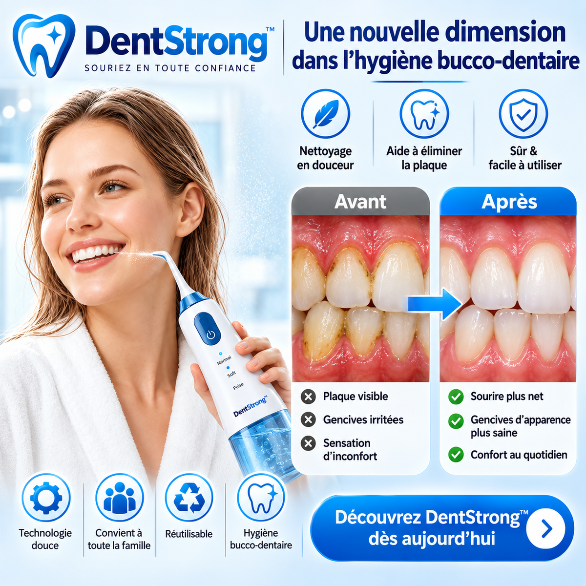 DentStrong™ Colle Prothèse Dentaire | Fixez votre dentier jusqu’à 4 jours, sans glissement ni irritation !