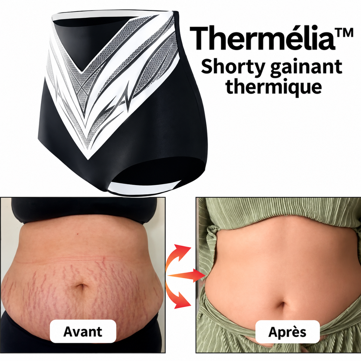 Thermélia™ Short Gainant à la Tourmaline Chauffante | Brûlez votre graisse abdominale dès la première heure !