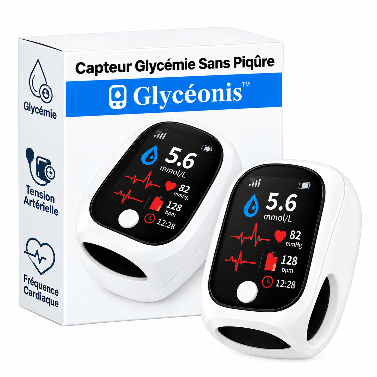 Glycéonis™ Capteur Glycémie Sans Piqûre | Vérifiez votre sucre en 5 secondes, sans sang ni douleur !