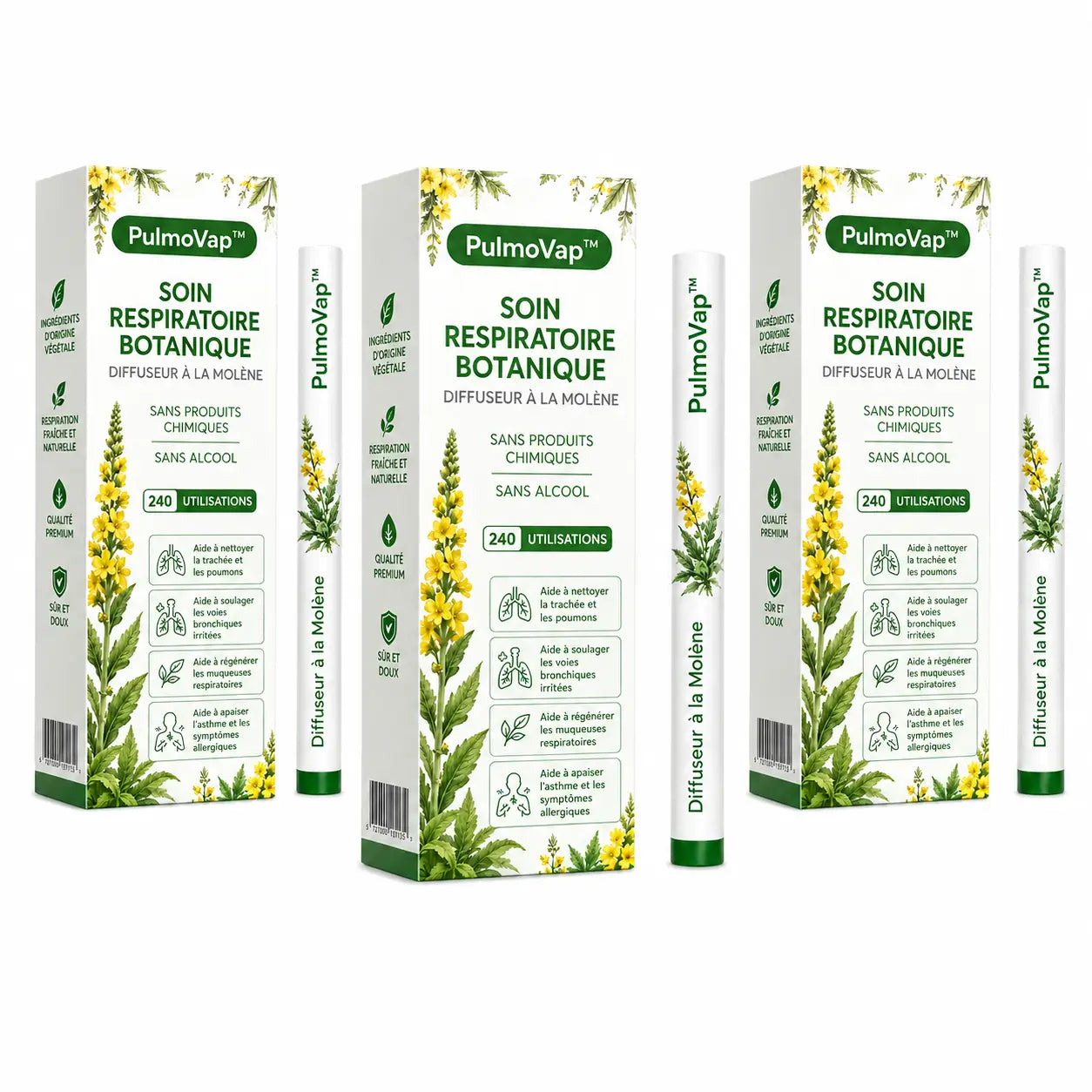 PulmoVap™ Diffuseur Respiratoire à la Molène | Libérez vos bronches et respirez plus librement en 2 minutes !