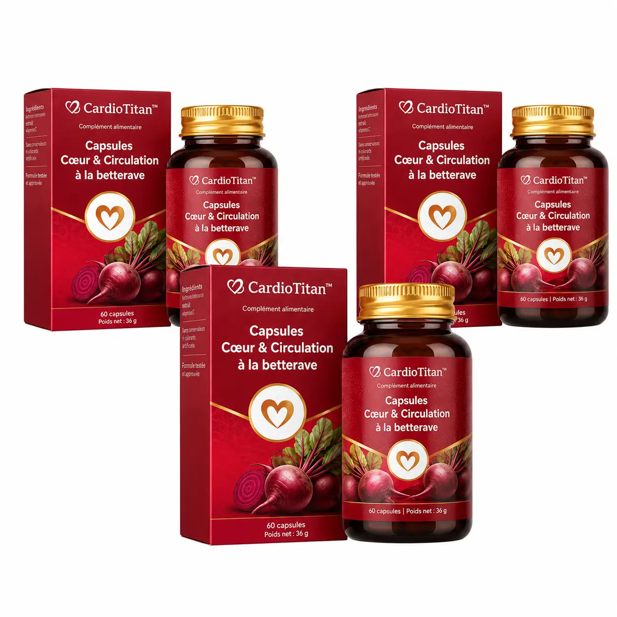 CardioTitan™ Capsules Cœur & Circulation à la betterave | Aidez à nettoyer vos vaisseaux sanguins et à protéger votre cœur en seulement 7 jours !