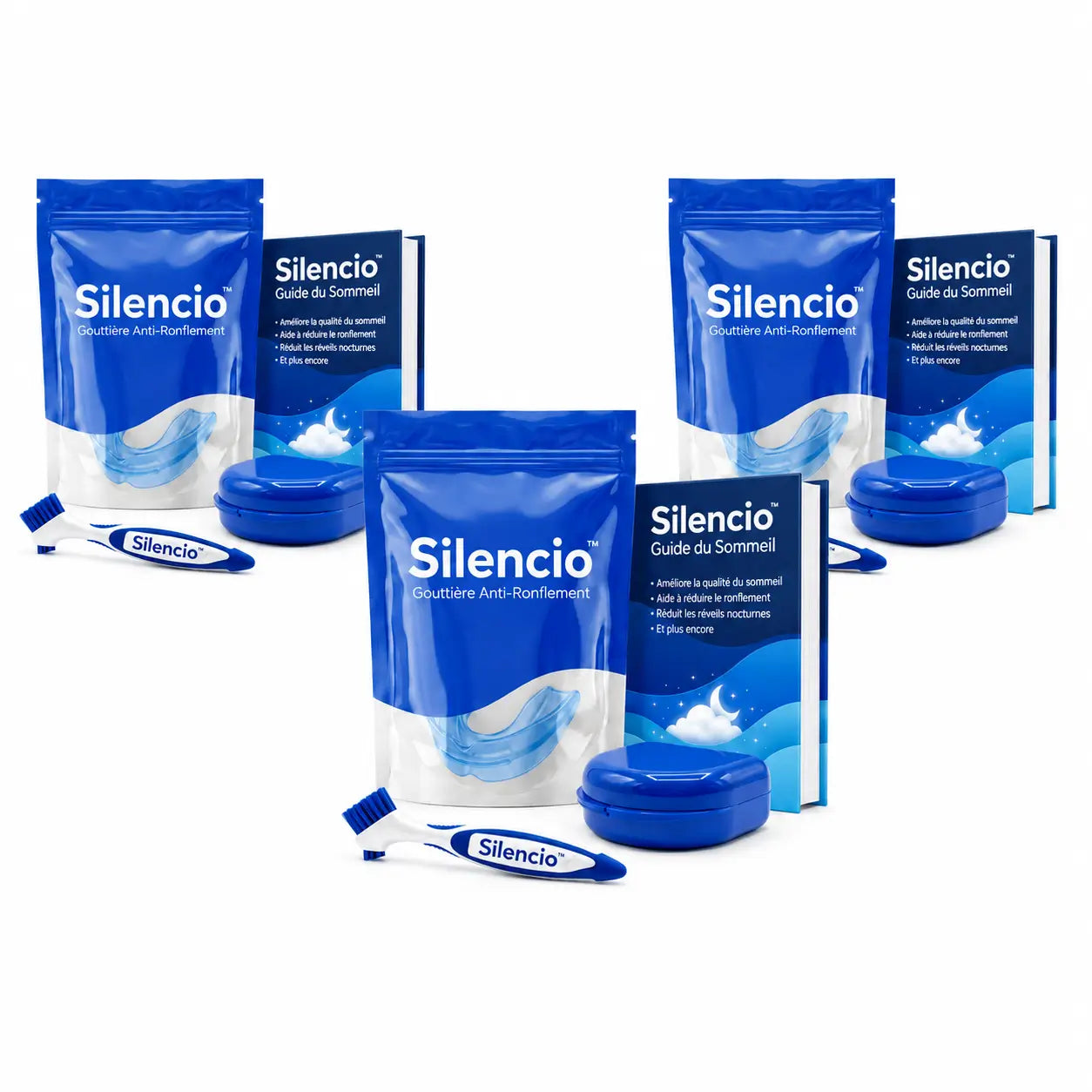 Silencio™ Gouttière Anti-Ronflement | Stoppez les ronflements et respirez librement dès la première nuit, sans masque ni machine !