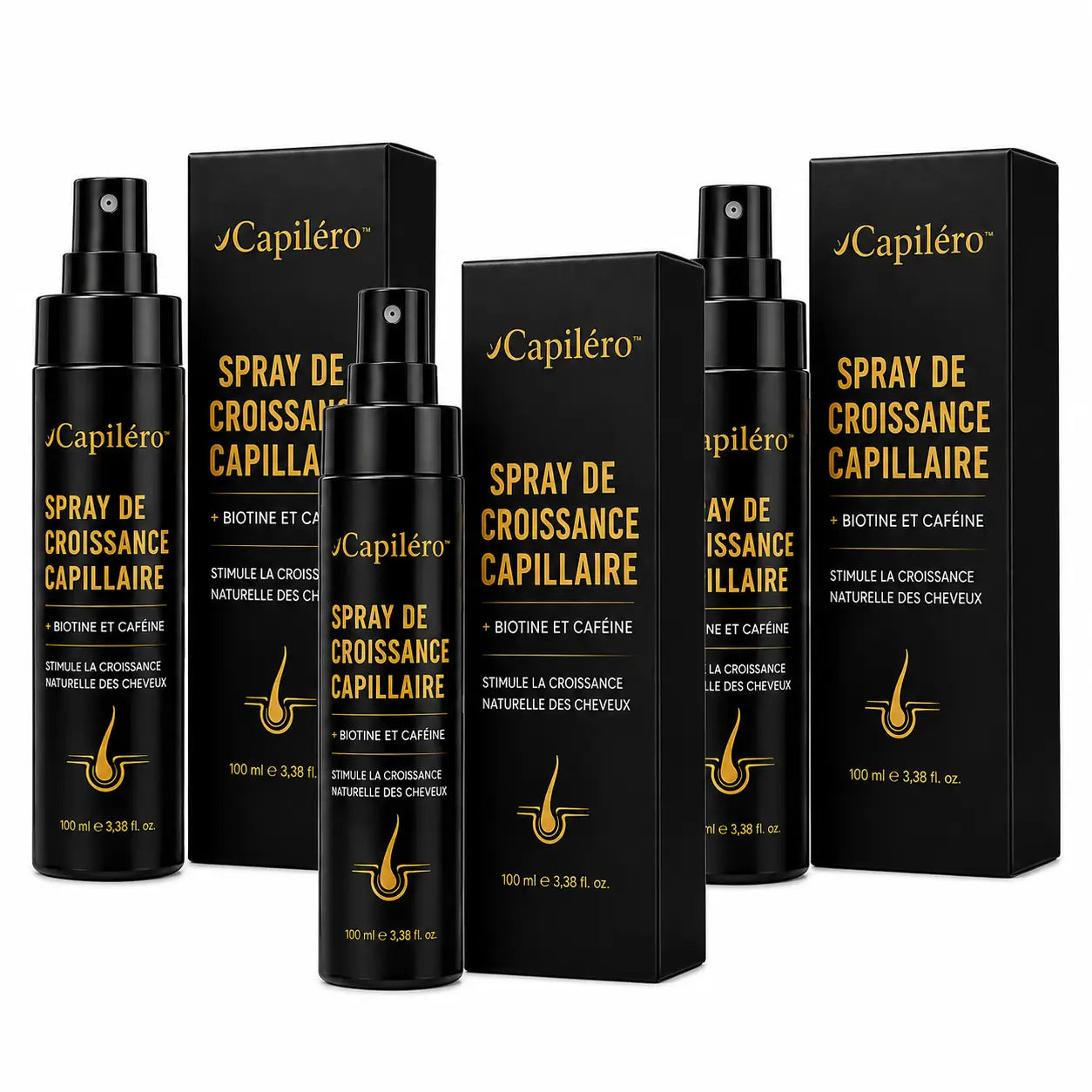 Capiléro™ Spray de croissance capillaire | Aide à réduire la chute des cheveux et rend vos cheveux visiblement plus épais en seulement 14 jours !