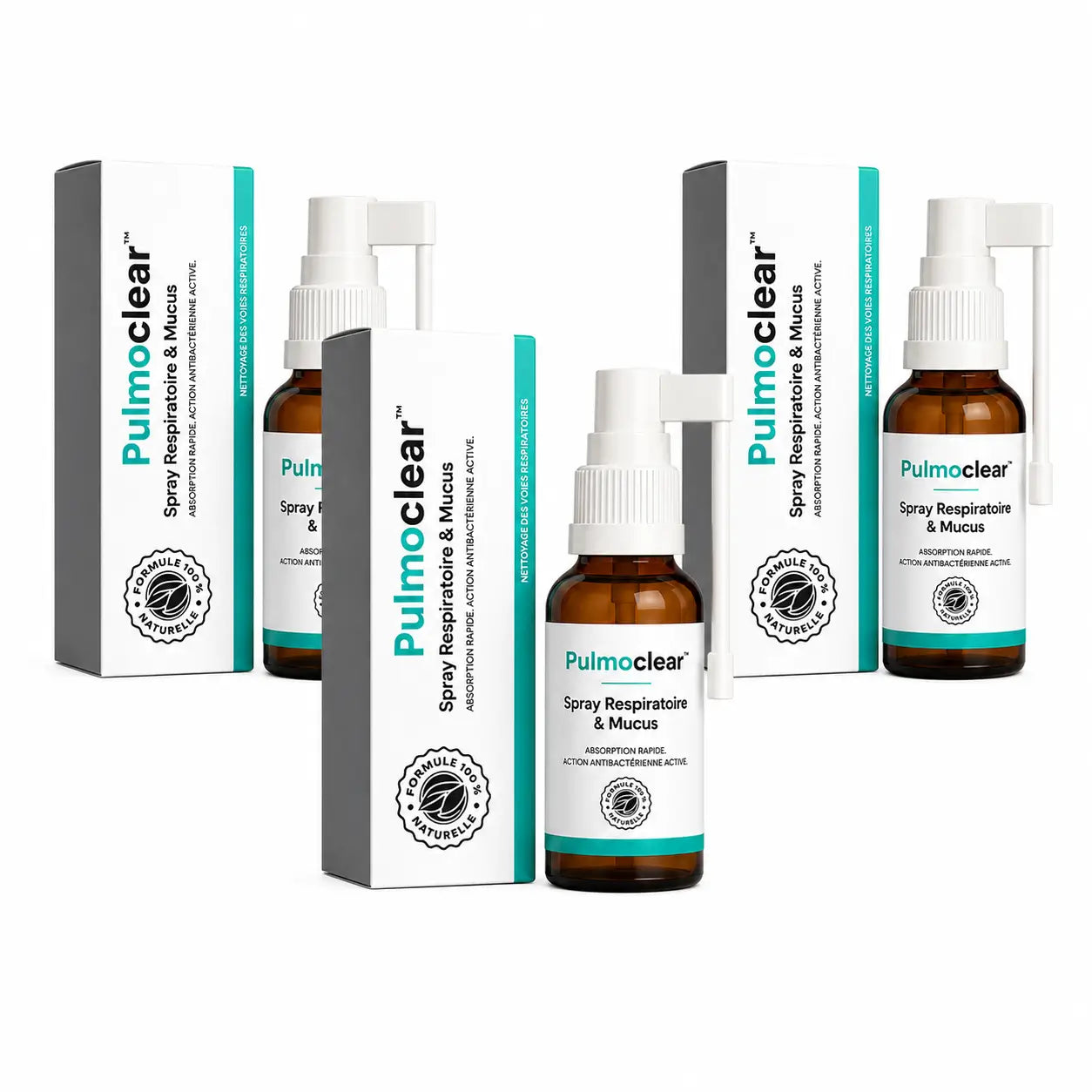 Pulmoclear™ Spray Respiratoire & Mucus | Aide à réduire jusqu’à 92 % du mucus accumulé dans les poumons en 48 heures !