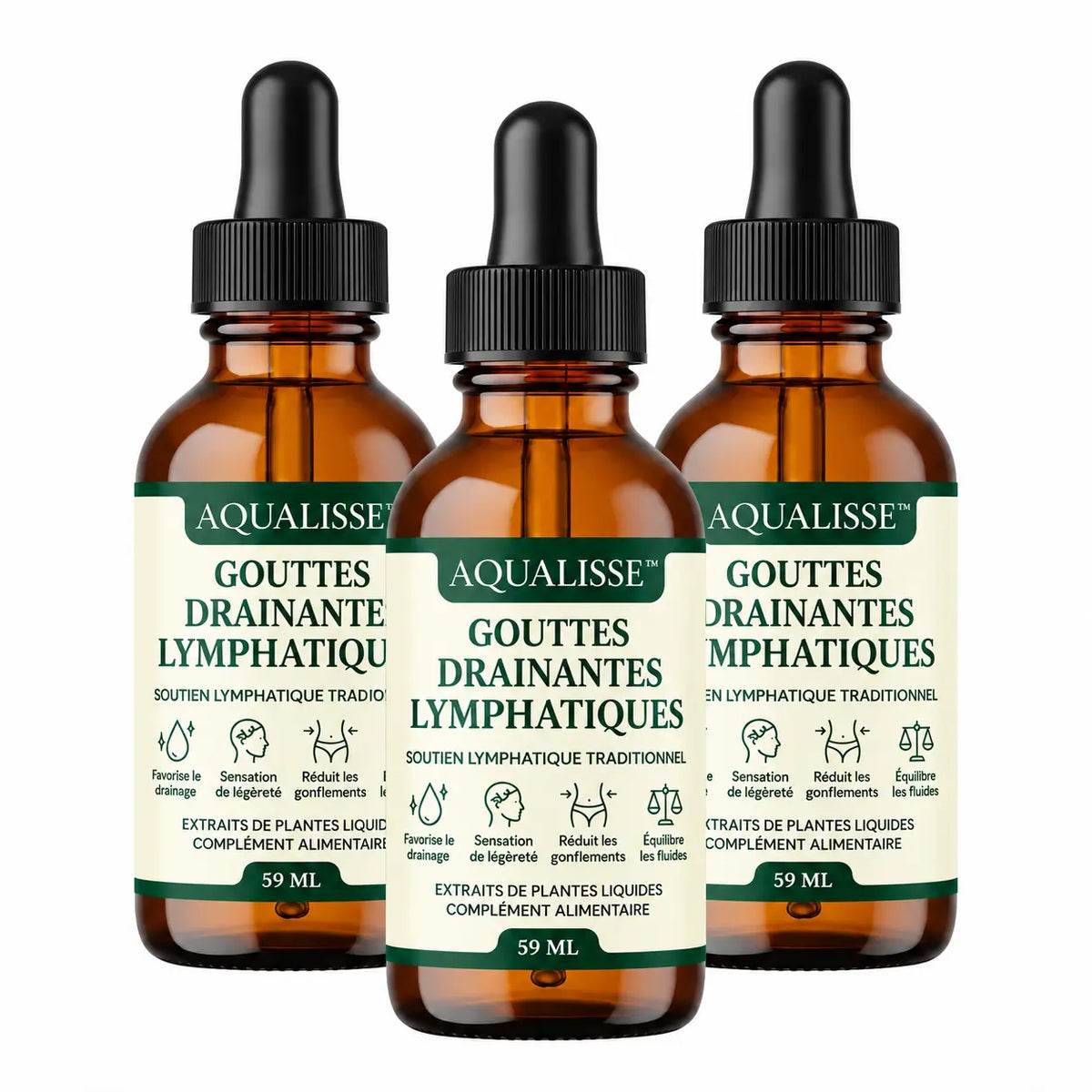 Aqualisse™ Gouttes Drainantes Lymphatiques | Dégonflez ventre, jambes et visage en quelques jours en éliminant l’eau piégée sous votre peau !