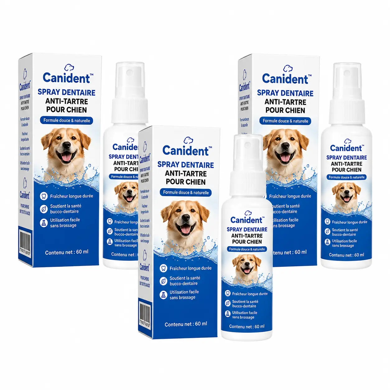 Canident™ Spray Dentaire Anti-Tartre pour Chien | Des dents plus propres et une haleine fraîche en 48 heures, sans brossage !