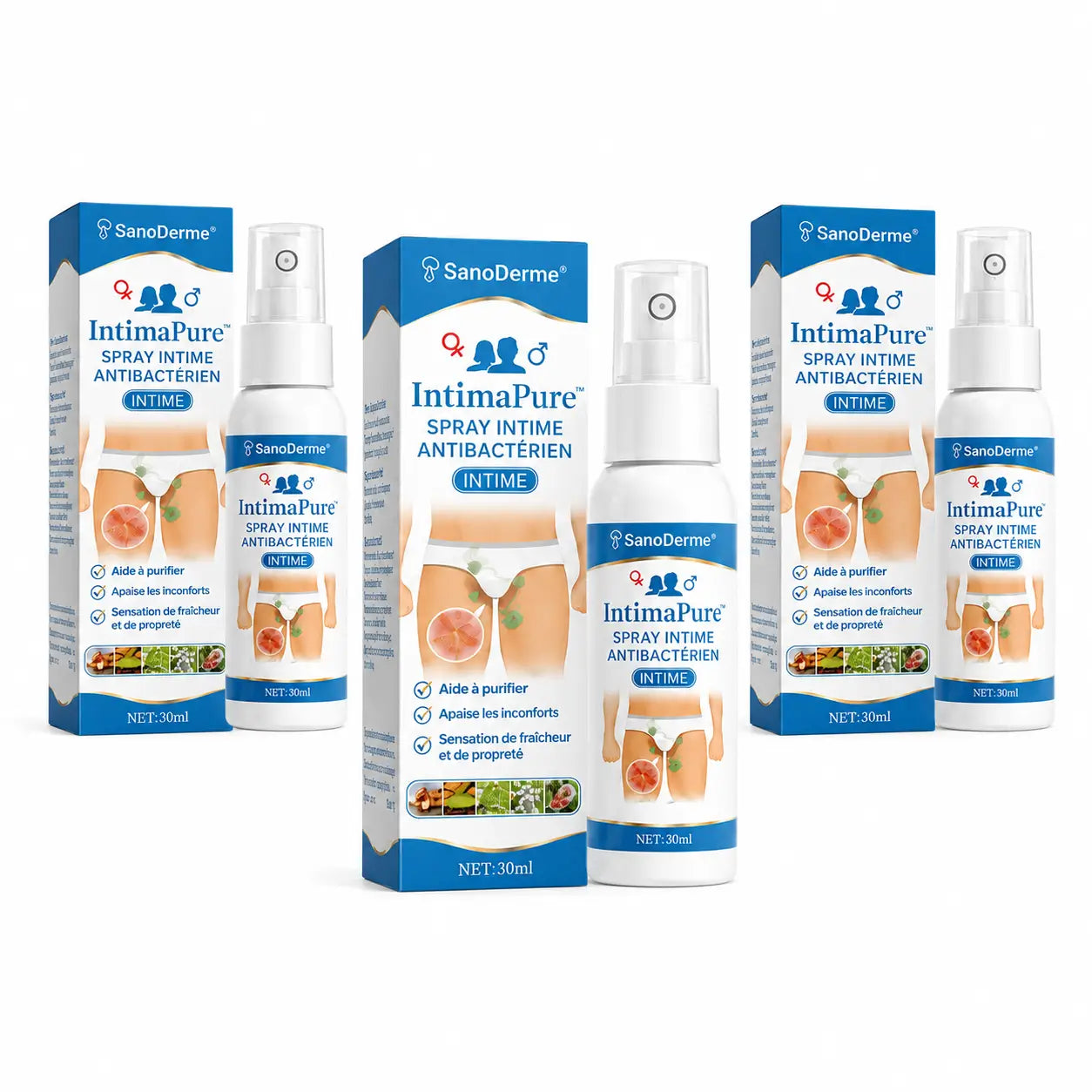 IntimaPure™ Spray Intime Antibactérien | Élimine les démangeaisons et les odeurs de la zone intime en 48 heures !