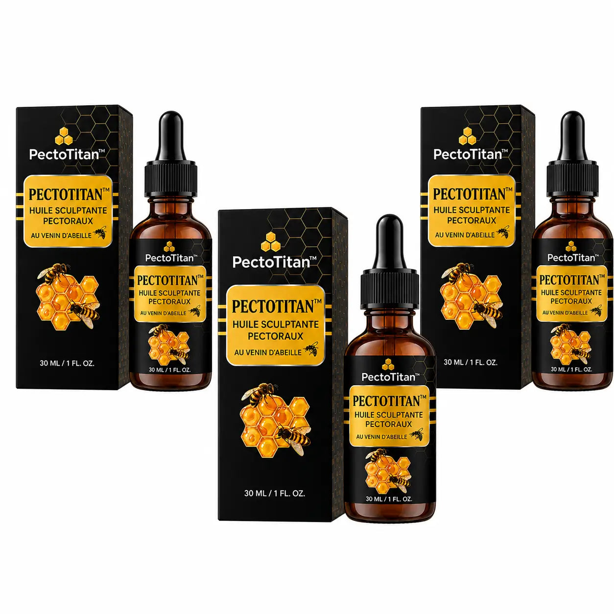 PectoTitan™ Huile Sculptante Pectoraux au Venin d’Abeille | Retrouvez un torse plus ferme, plus plat et plus masculin en 2 à 3 semaines !