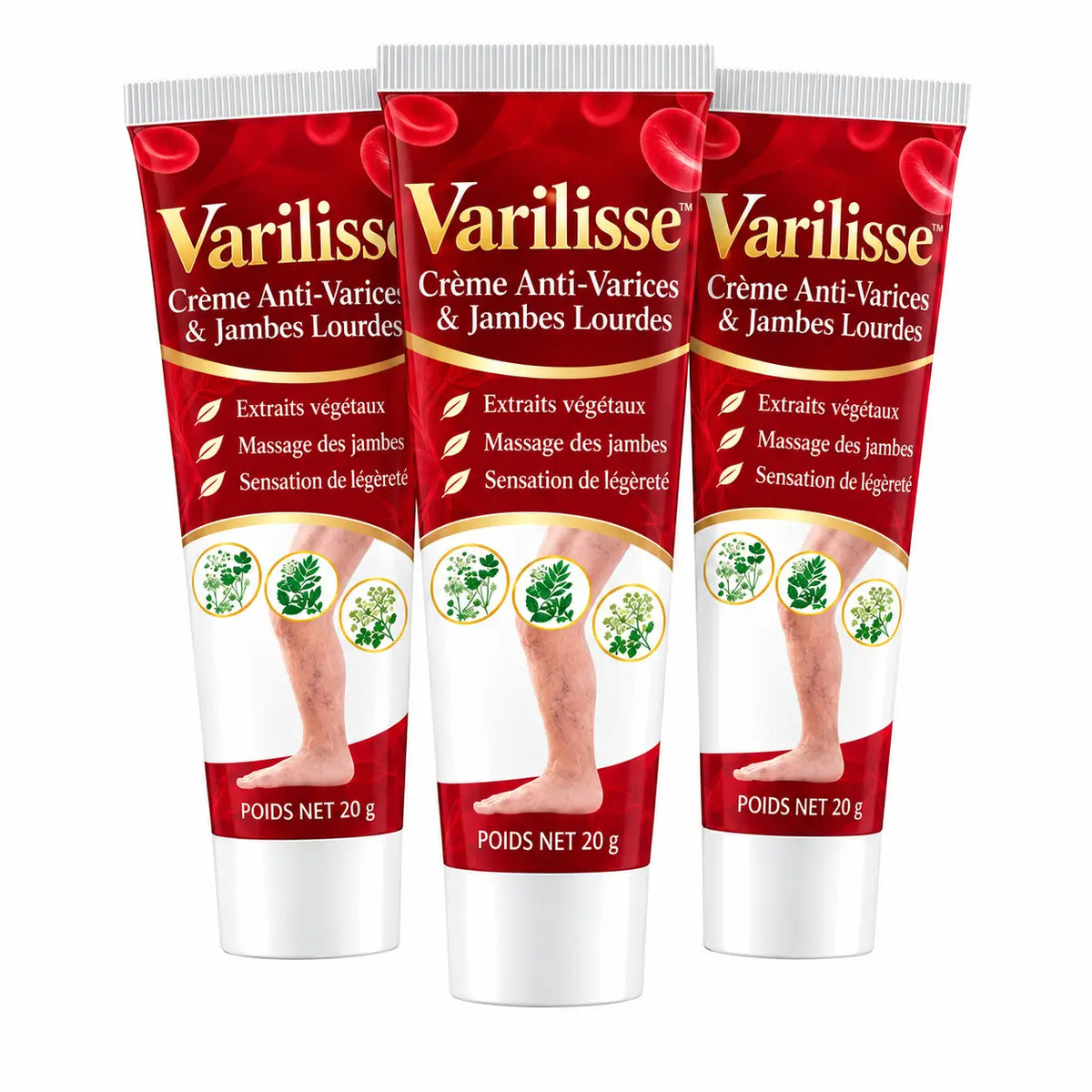 Varilisse™ Crème Anti-Varices & Jambes Lourdes | Effacez l’apparence des veines bleutées et libérez vos jambes lourdes !