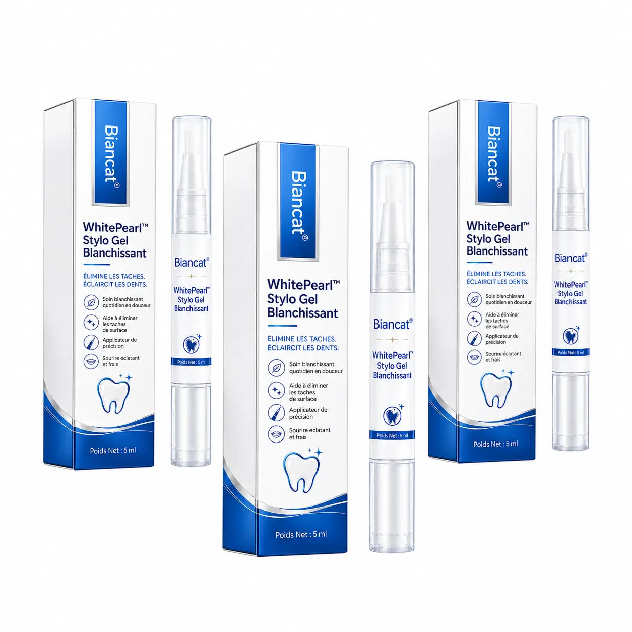 WhitePearl™ Stylo Gel Blanchissant | Effacez les taches jaunes et retrouvez un sourire plus blanc en 7 jours !