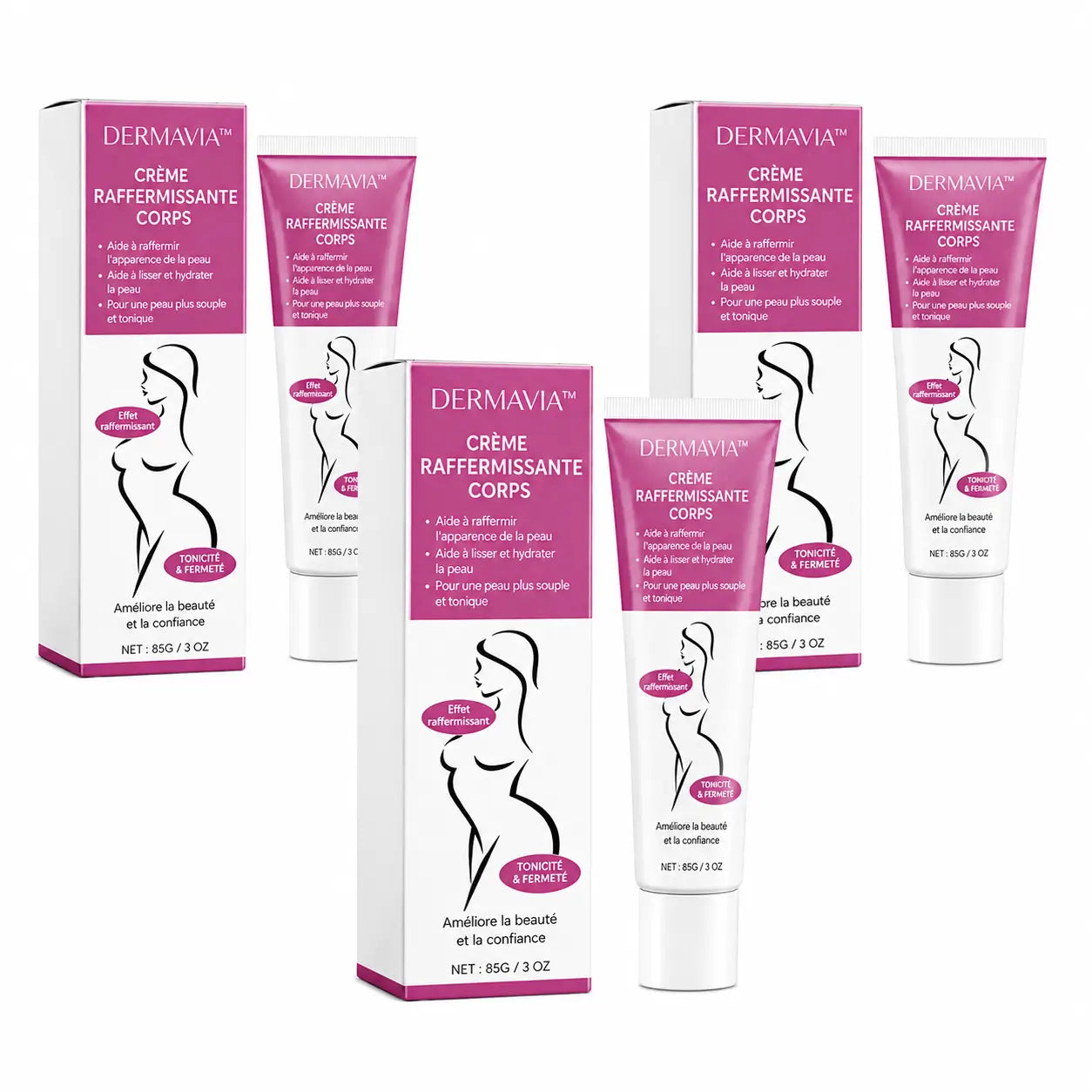 Dermavia™ Crème Raffermissante Corps | Augmente visiblement vos formes en quelques minutes !