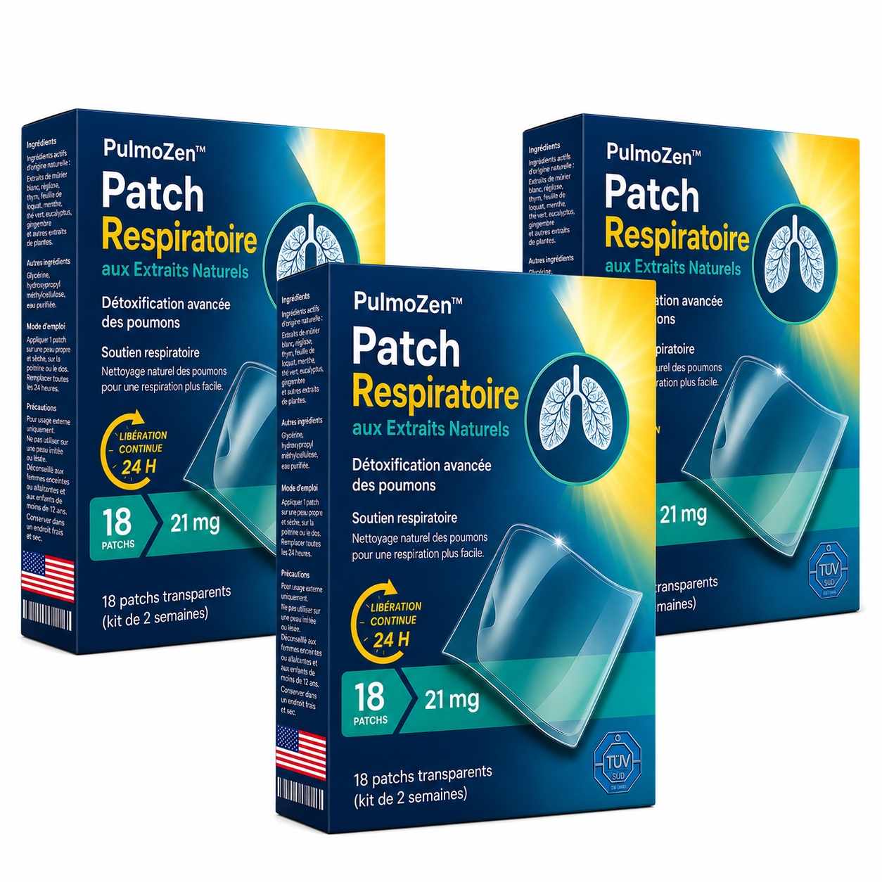 PulmoZen™ Patch Respiratoire aux Extraits Naturels | Libérez vos bronches et respirez plus facilement dès 15 minutes !