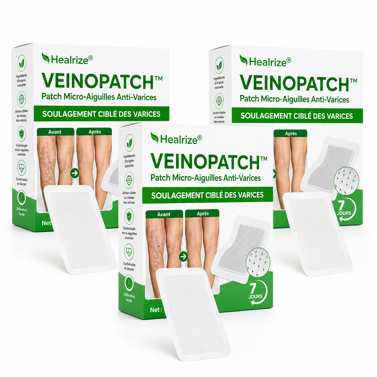 VeinoPatch™ Patch Micro-Aiguilles Anti-Varices | Réduisez jambes lourdes, gonflements et varices visibles en 7 jours !