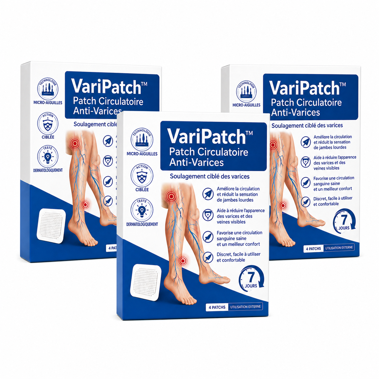 VariPatch™ Patch Circulatoire Anti-Varices | Dégonflez vos veines et soulagez vos jambes en une seule nuit !