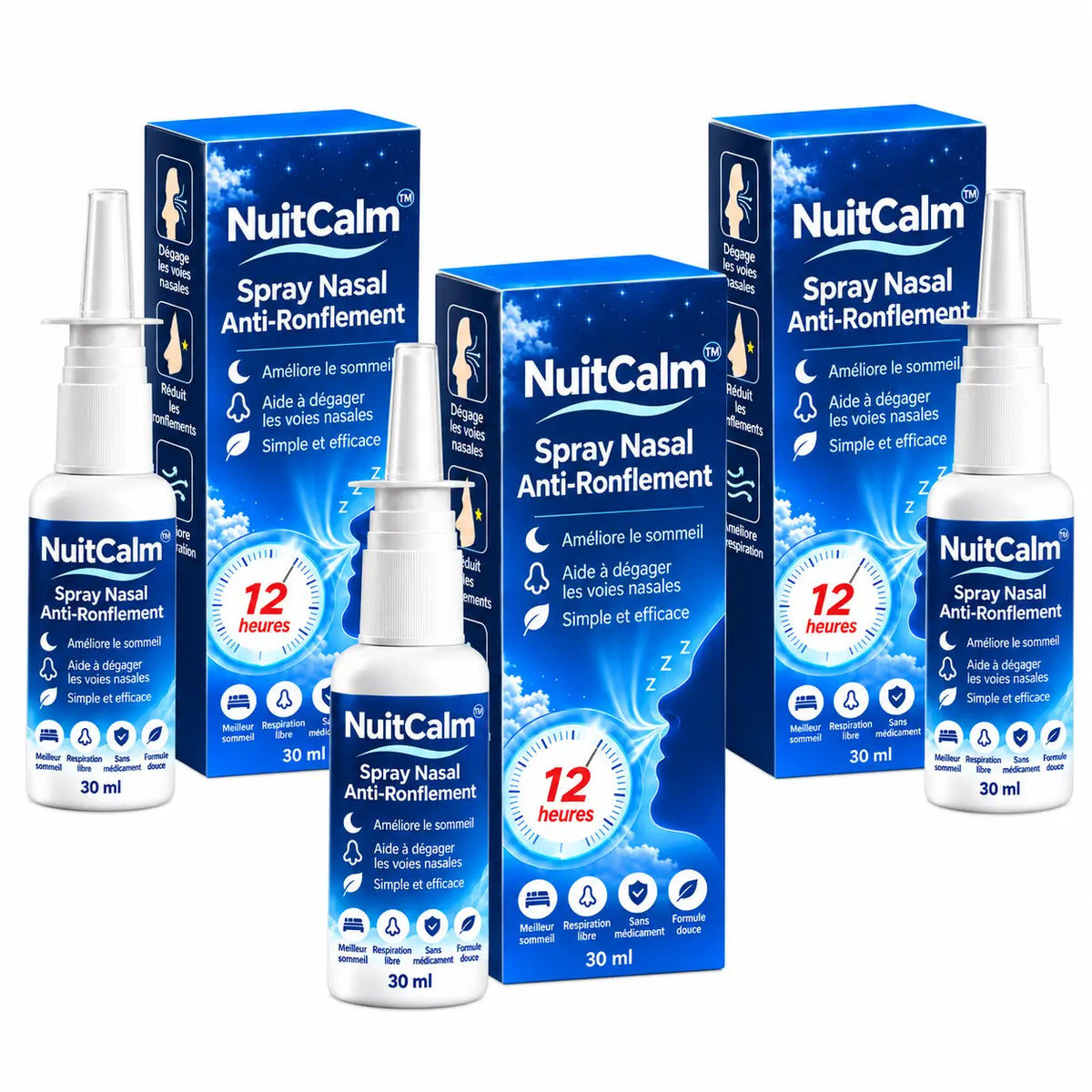 NuitCalm™ Spray Nasal Anti-Ronflement | Respirez plus librement et dormez plus silencieusement dès ce soir !