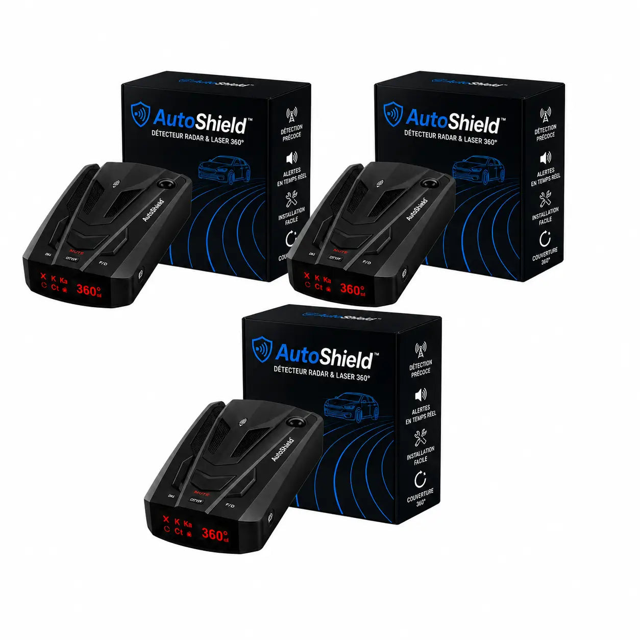 AutoShield™ Détecteur Radar & Laser 360° | Repérez les contrôles jusqu’à 800 m et roulez l’esprit tranquille !