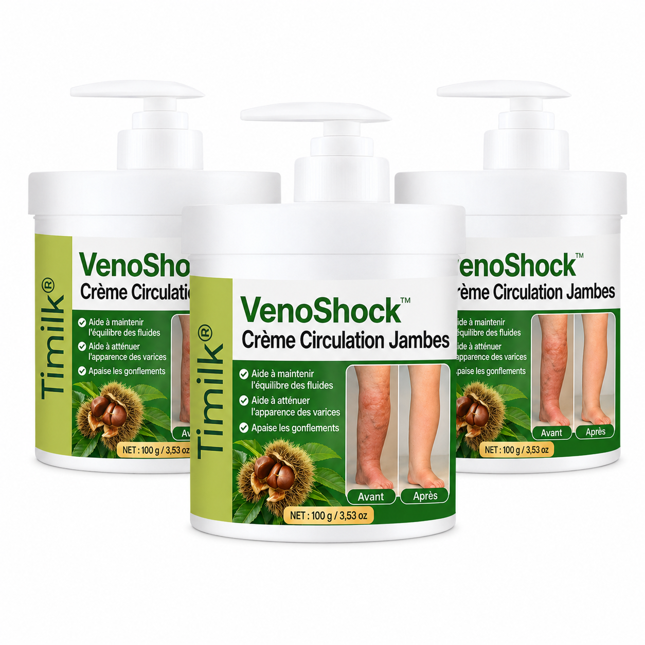 VenoShock™ Crème Circulation Jambes | Éliminez jambes lourdes, douleurs et gonflements en 3 minutes !