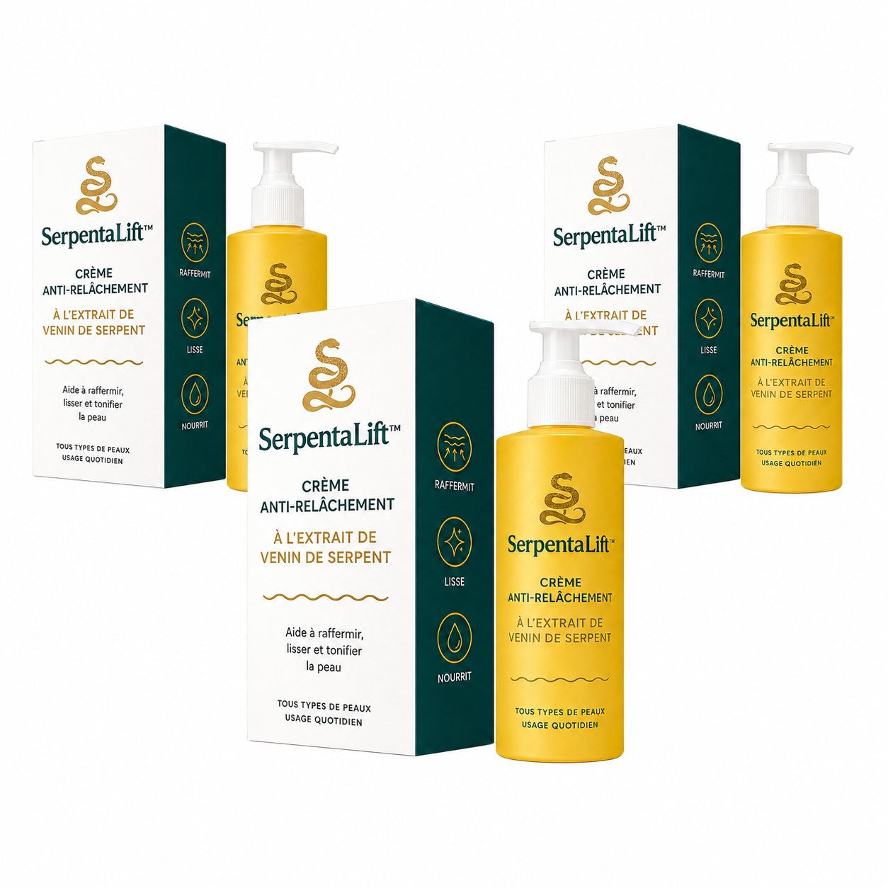 SerpentaLift™ Crème Anti-Relâchement à l’Extrait de Venin de Serpent | Raffermit la peau à 89 % en 3 jours – Sans chirurgie!