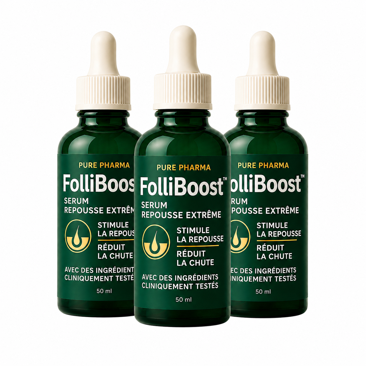 FolliBoost™ Sérum Repousse Extrême | Stoppez la chute des cheveux en 7 jours et comblez les zones dégarnies !