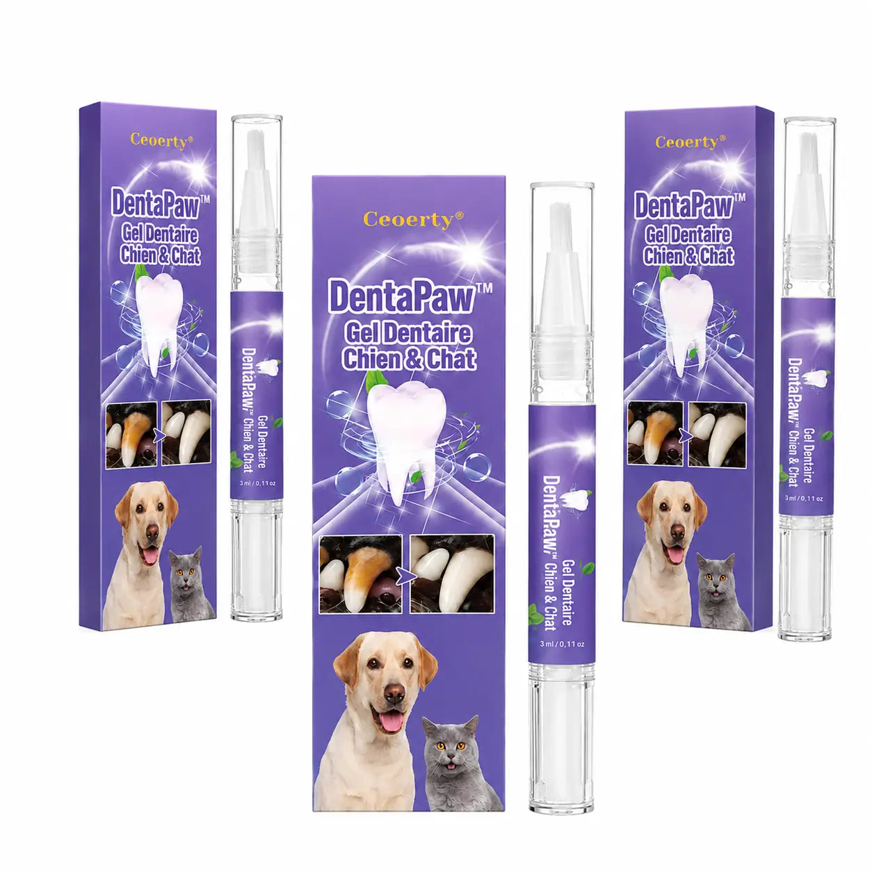 DentaPaw™ Gel Dentaire Chien & Chat | Éliminez la mauvaise haleine et blanchissez ses dents sans brossage pénible !