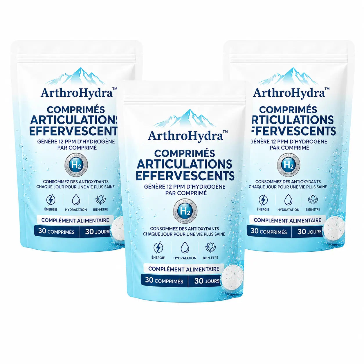 ArthroHydra™ Comprimés Articulations Effervescents | Réparez votre cartilage et retrouvez la mobilité articulaire grâce à l'hydratation cellulaire moléculaire !
