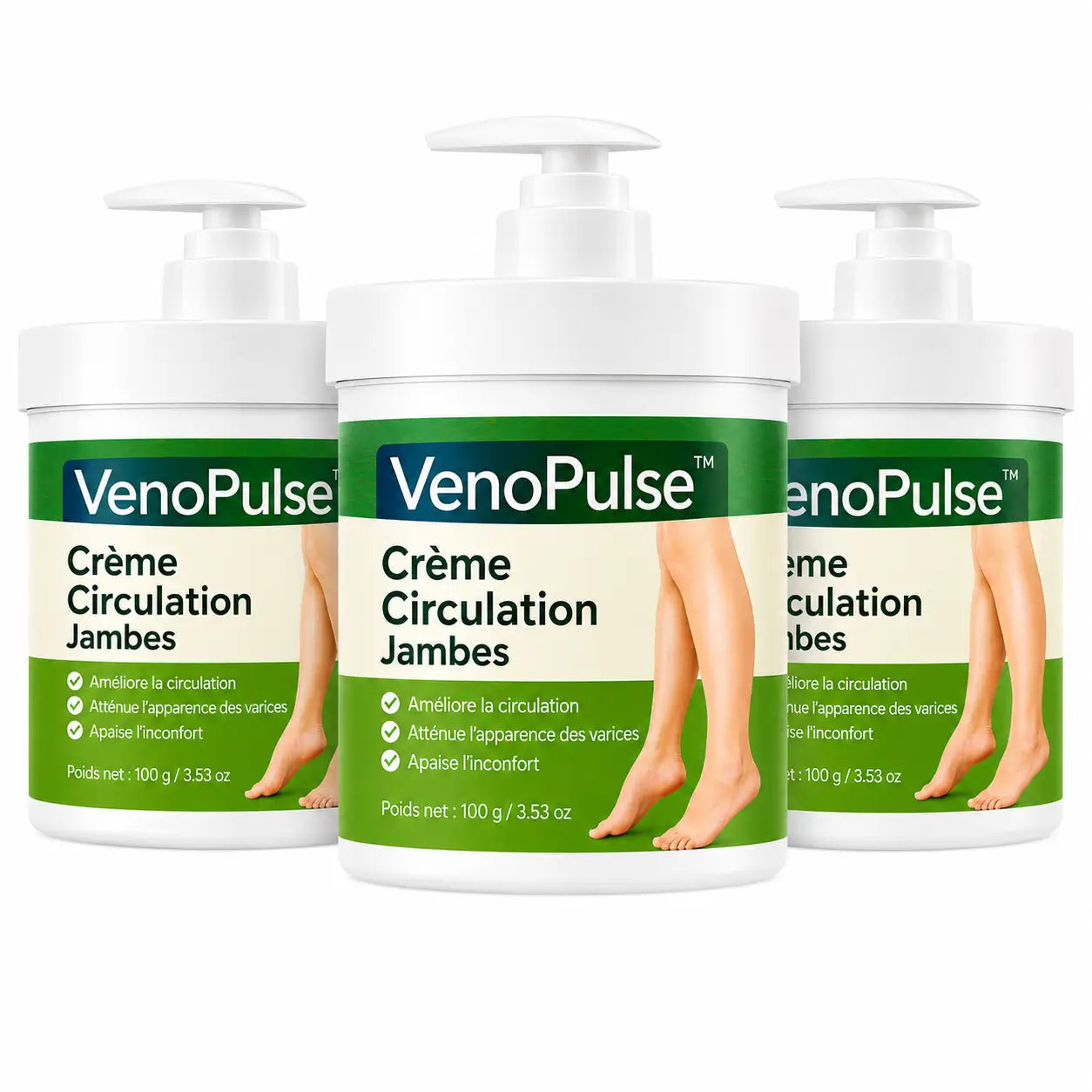 VenoPulse™ Crème Circulation Jambes | Éliminez jambes lourdes, douleurs et gonflements en 3 minutes !