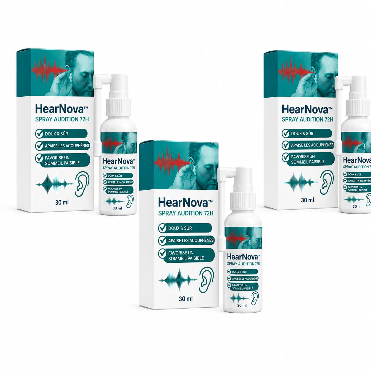 HearNova™ Spray Audition 72H | Améliorez votre audition jusqu'à 99 % en seulement 72 heures !