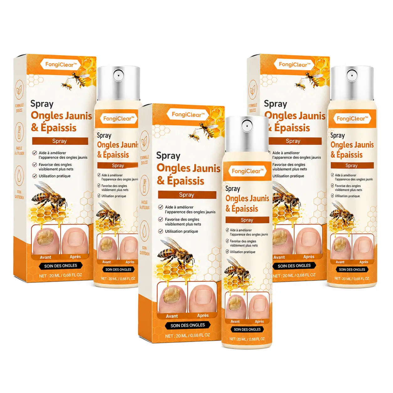 FongiClear™ Spray Ongles Jaunis & Épaissis | Cible la mycose rapidement et aide vos ongles à retrouver un aspect normal !