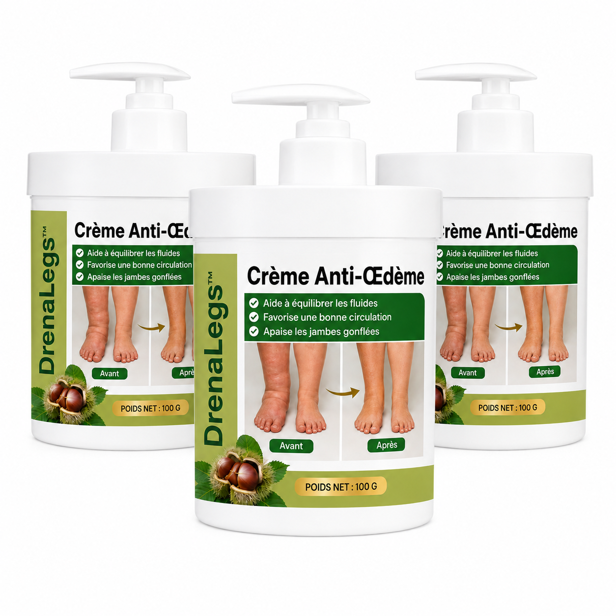 DrenaLegs™ Crème Anti-Œdème | Dégonflez vos chevilles, mollets et jambes lourdes dès les premières applications !