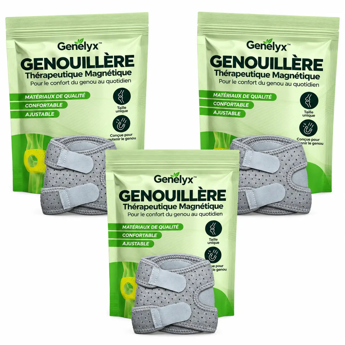Genélyx™ Genouillère Thérapeutique Magnétique | Éliminez la douleur du genou en 3 minutes !
