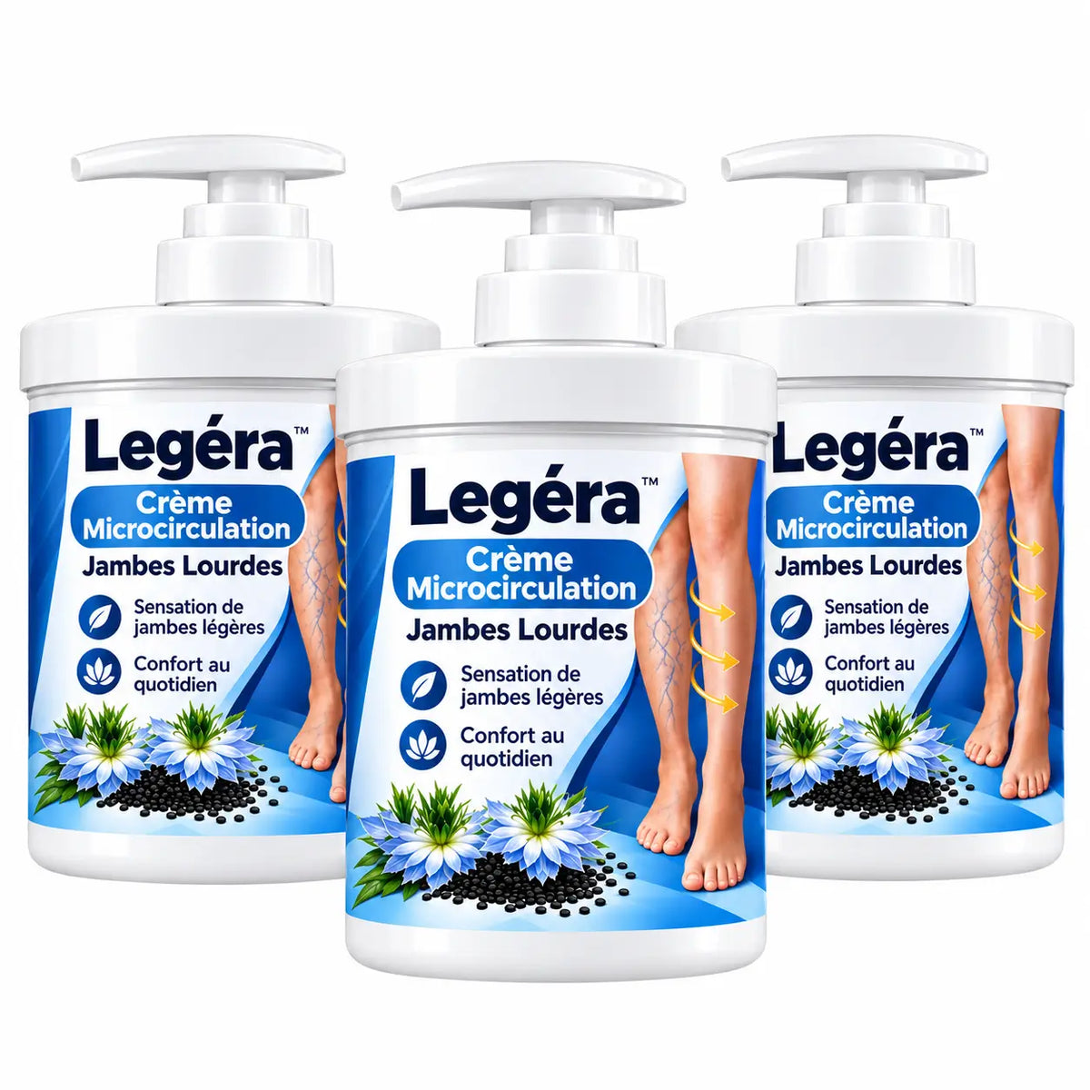 Legéra™ Crème Microcirculation Jambes Lourdes | Dégonflez vos jambes et retrouvez une légèreté immédiate dès la première application !