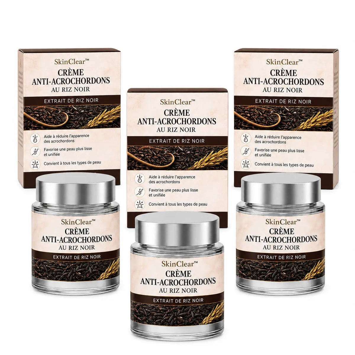 SkinClear™ Crème Anti-Acrochordons au Riz Noir | Faites disparaître les excroissances de peau sans brûlure ni cicatrice !