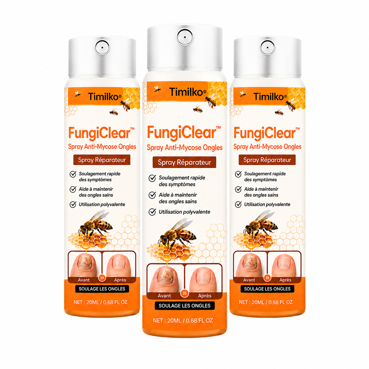 FungiClear™ Spray Anti-Mycose Ongles | Éliminez les champignons à la racine et retrouvez des ongles clairs, sains et propres dès 7 jours !