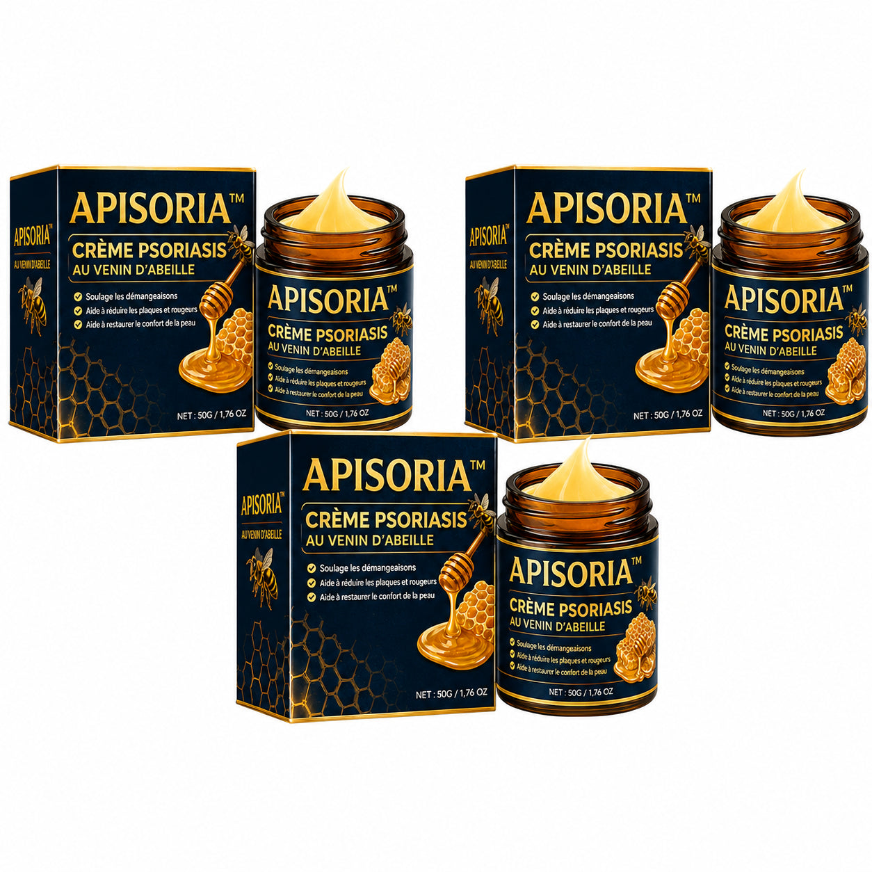 Apisoria™ Crème Psoriasis au Venin d’Abeille | Éliminez plaques, démangeaisons et rougeurs en quelques minutes !