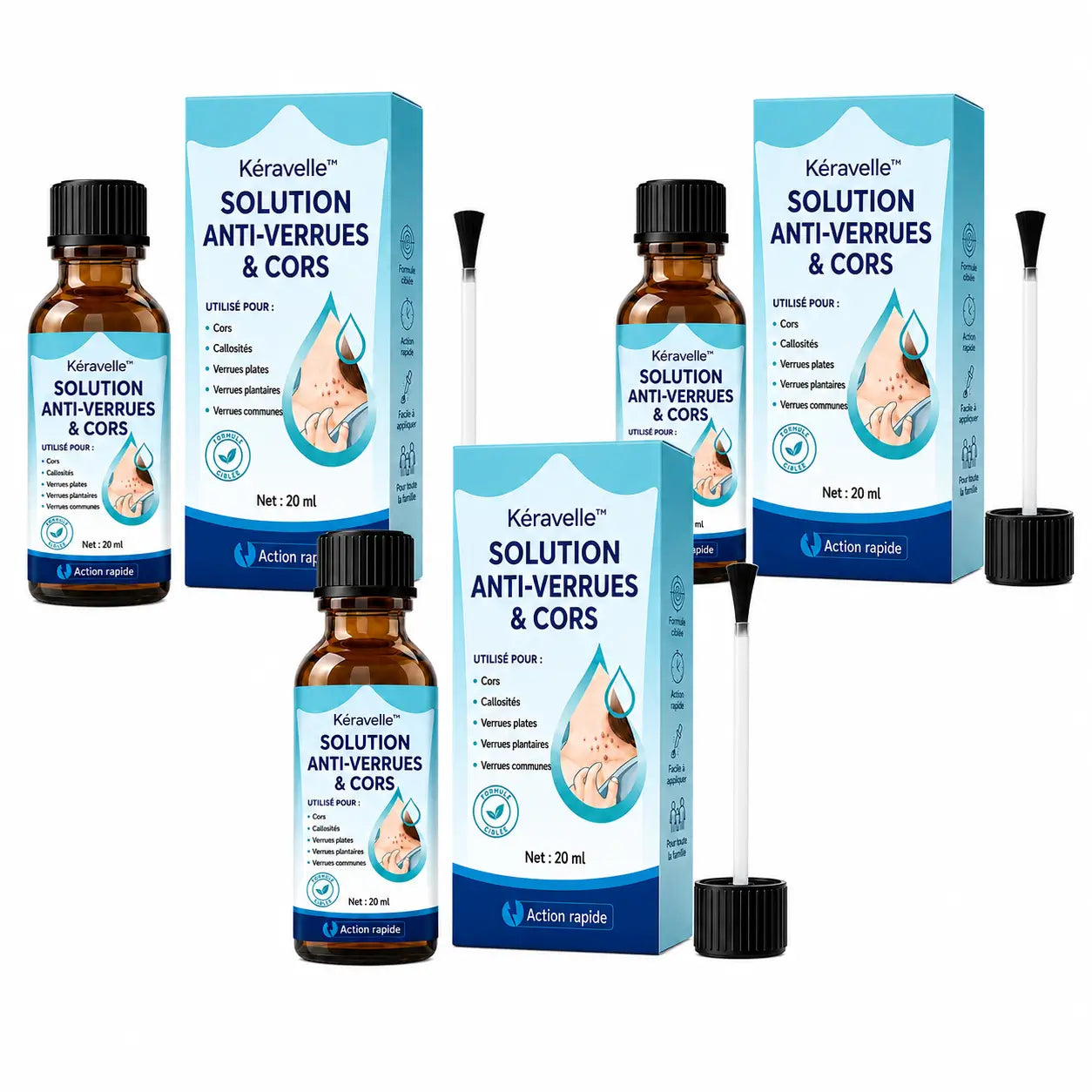 Kéravelle™ Solution Anti-Verrues & Cors | Élimine les verrues tenaces en 7 jours, sans douleur ni cryothérapie !