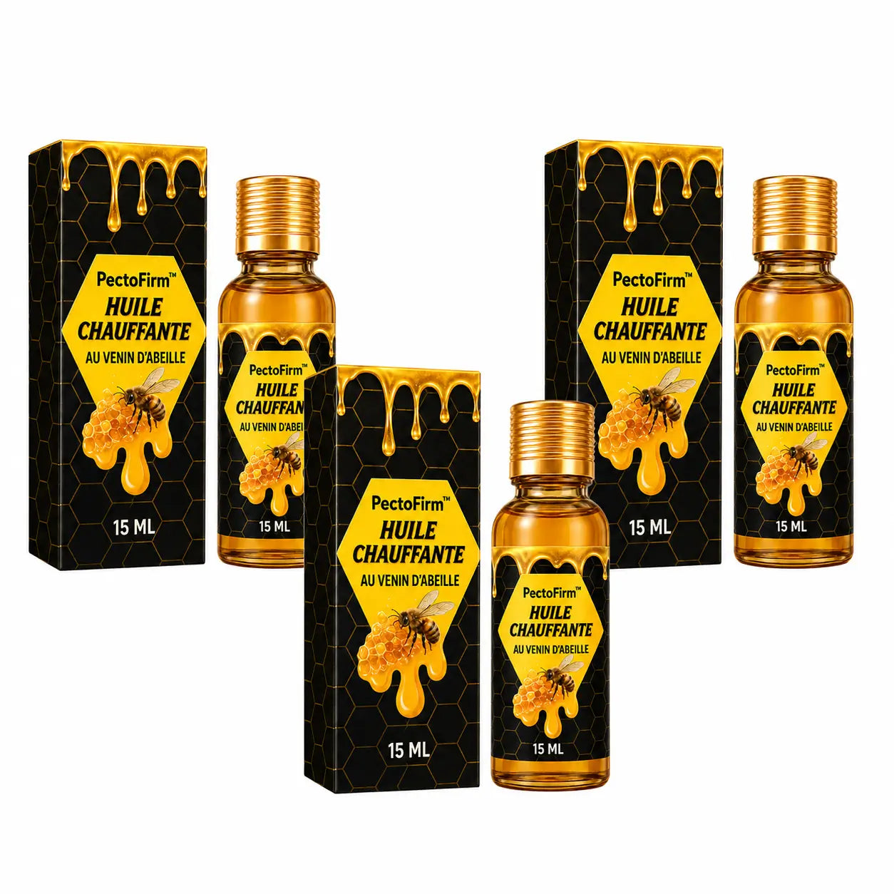 PectoFirm™ Huile Chauffante Gynécomastie au Venin d’Abeille | Réduisez l’effet “seins d’homme” et retrouvez un torse plus plat !