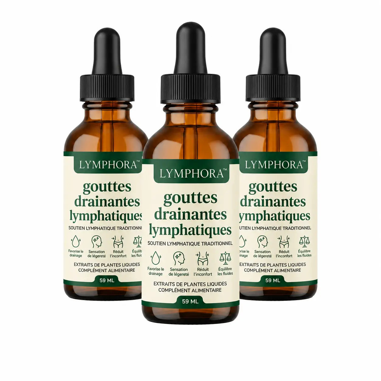 Lymphora™ Gouttes Drainantes Lymphatiques | Dégonflez ventre, jambes et visage en quelques jours en éliminant l’eau piégée sous votre peau !