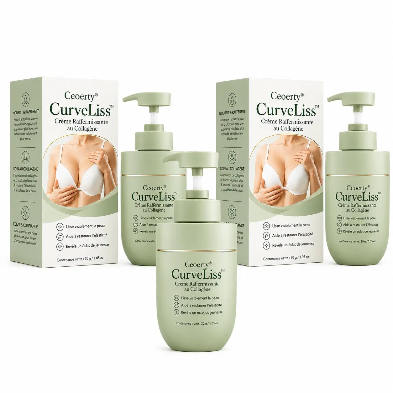 CurveLiss™ Crème Raffermissante au Collagène | Raffermissez vos courbes et retrouvez une silhouette plus lisse, galbée et féminine !