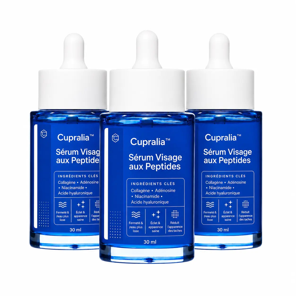 Cupralia™ Sérum Visage aux Peptides | Lissez vos rides et raffermissez votre peau dès les premières gouttes !