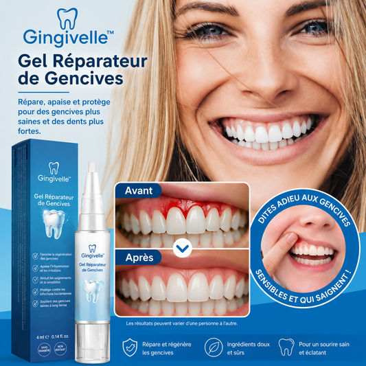 Gingivelle™ Gel Réparateur de Gencives | Restaure vos gencives et blanchit vos dents en seulement 3 jours !