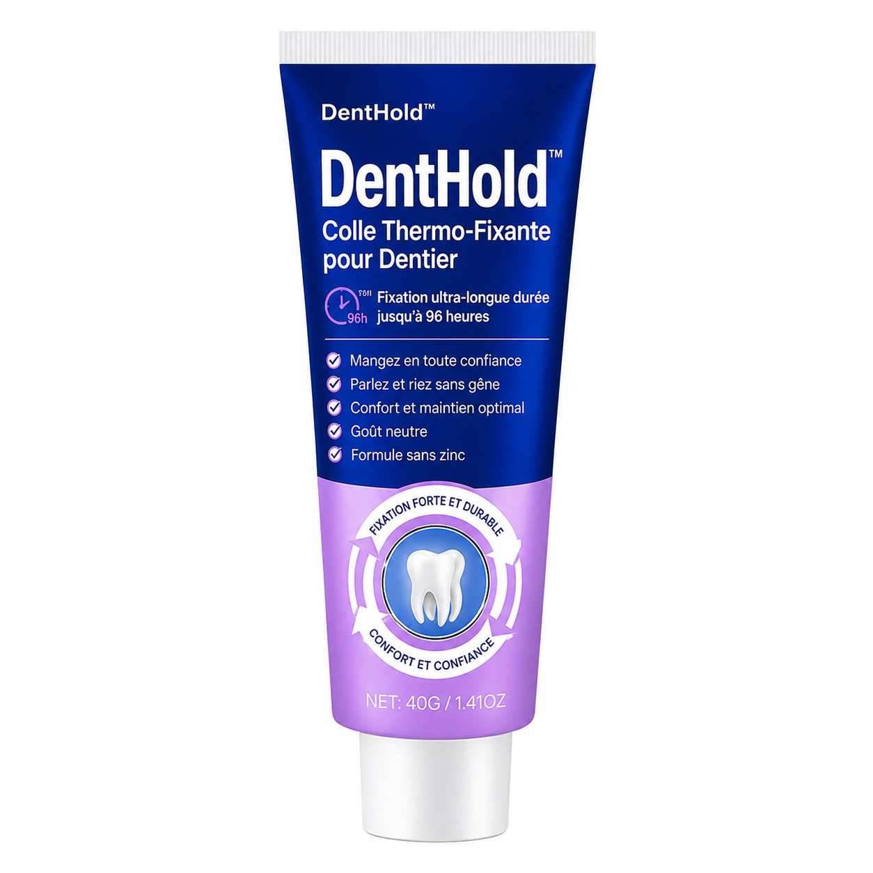 DentHold™ Colle Thermo-Fixante pour Dentier | Mangez, parlez et riez sans que votre dentier ne bouge pendant 96h !